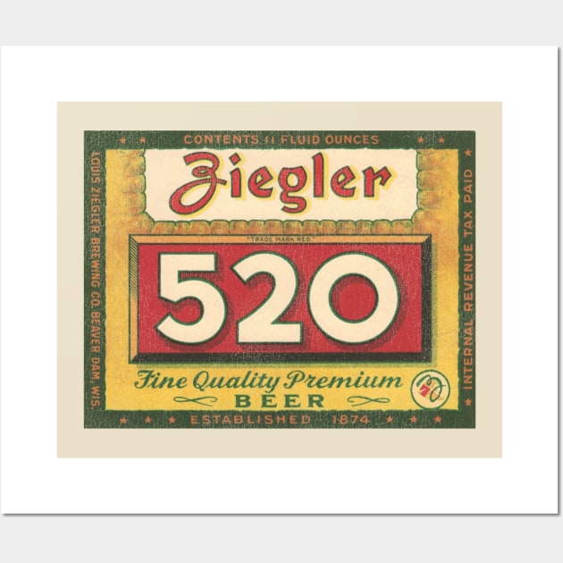 Ziegler 520 Beer Retro Defunct Breweriana Wall Art by darklordpug